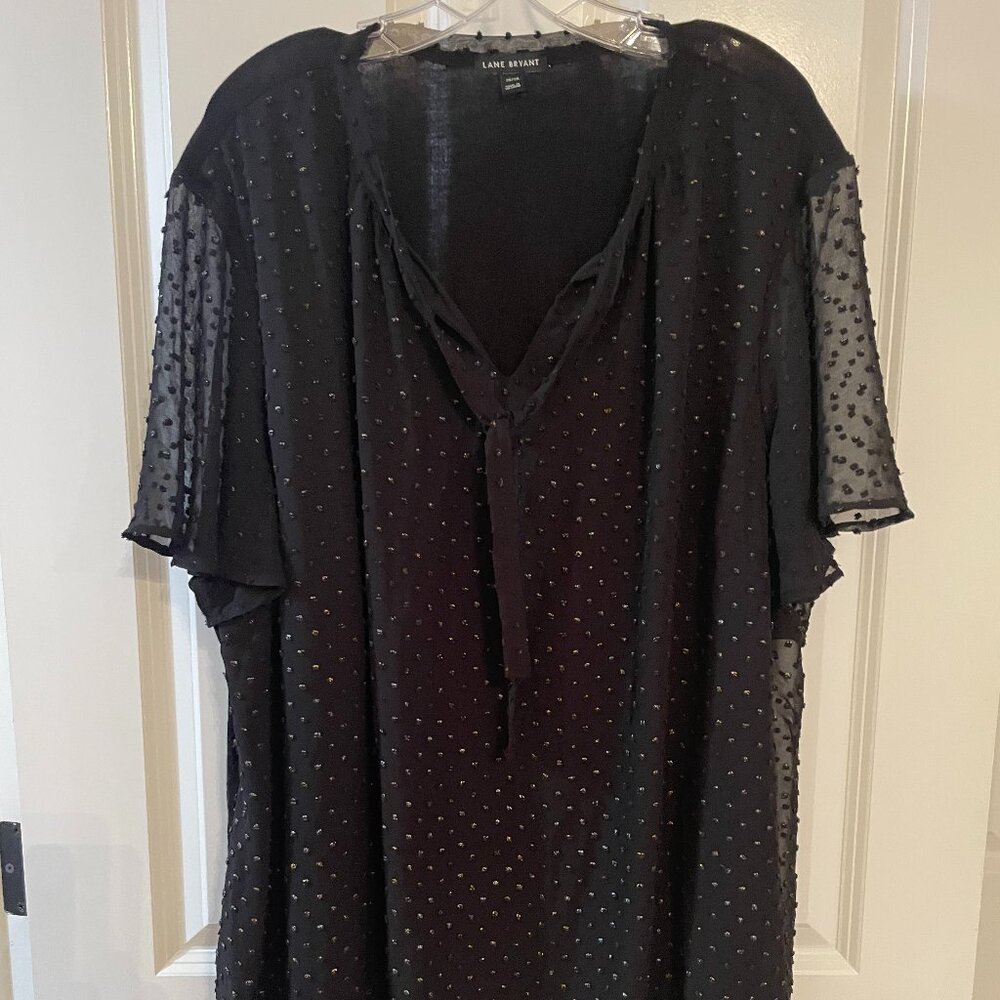 Lane Bryant Black Fancy Blouse, 26/28